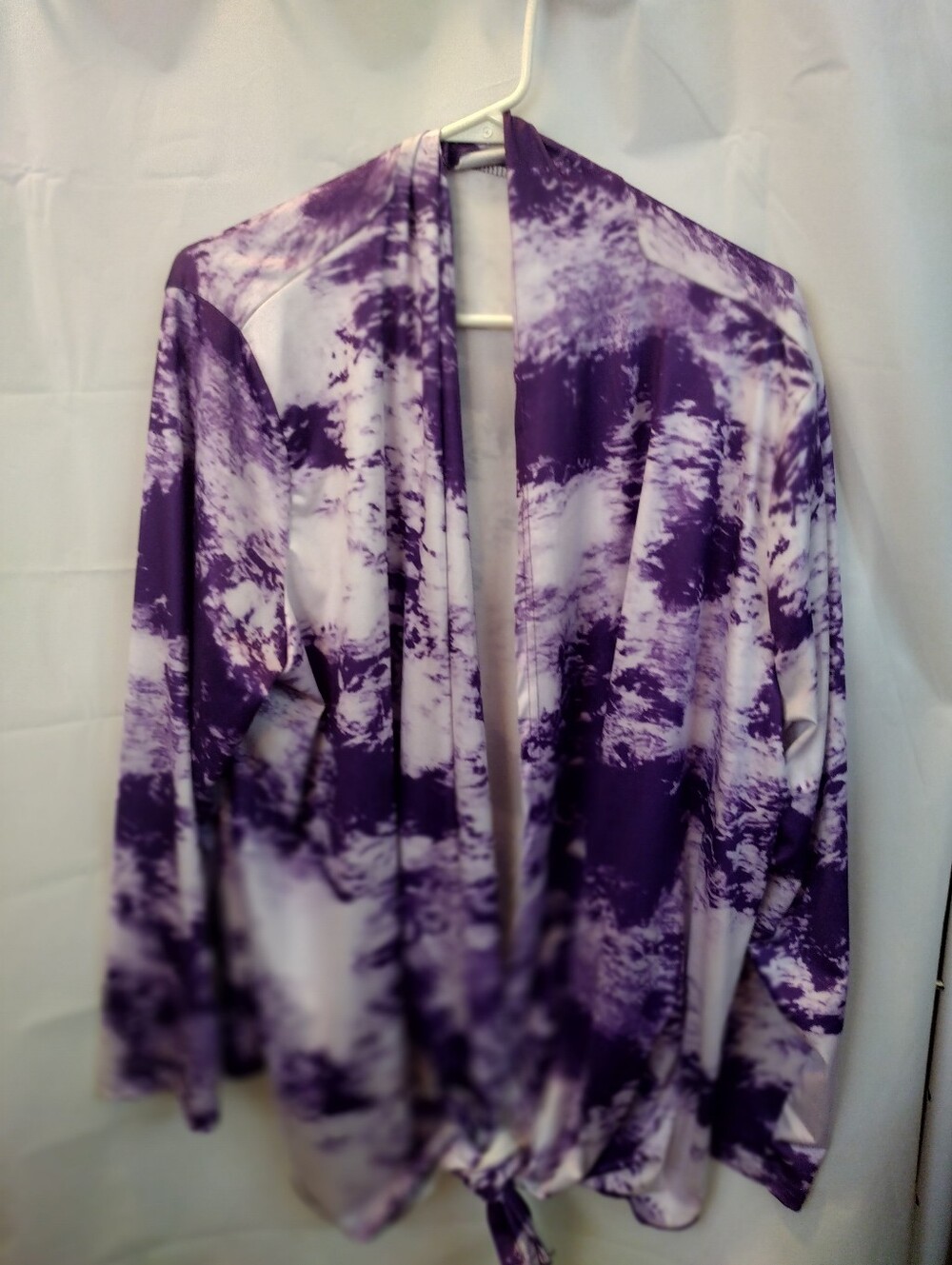 Purple Tie-Dye Open Front Women's Cardigan 3 X